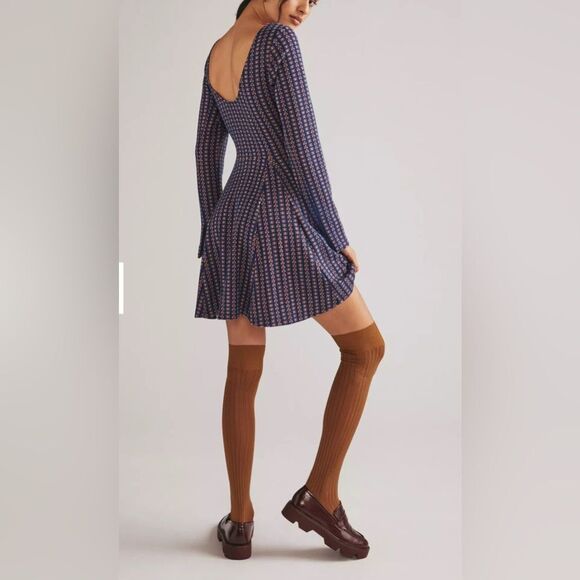 Anthropology Jacquard A-Line Sweater Mini Dress Size Large - Picture 11 of 13